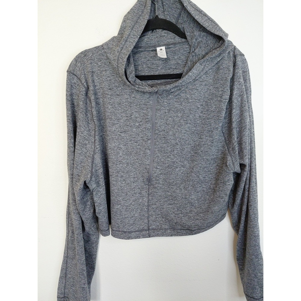 90 Degree  by Reflex Woman's Cropped Hoodie‎ Half Zip Activewear XL Gray NWT